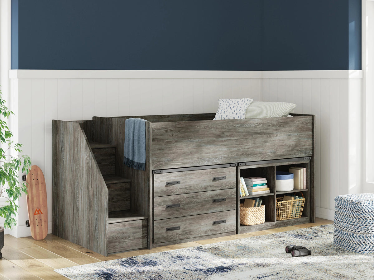 Frandern Loft Bed with Bookcase and Drawer Storage